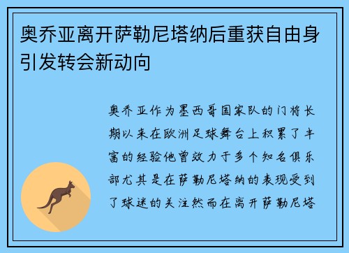 奥乔亚离开萨勒尼塔纳后重获自由身引发转会新动向 奥乔亚离开萨勒尼塔纳后重获自由身引发转会新动向